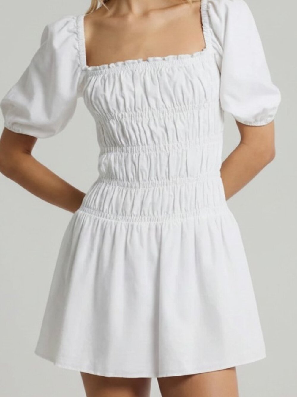 Onia Air Linen Smocked Mini Dress Medium